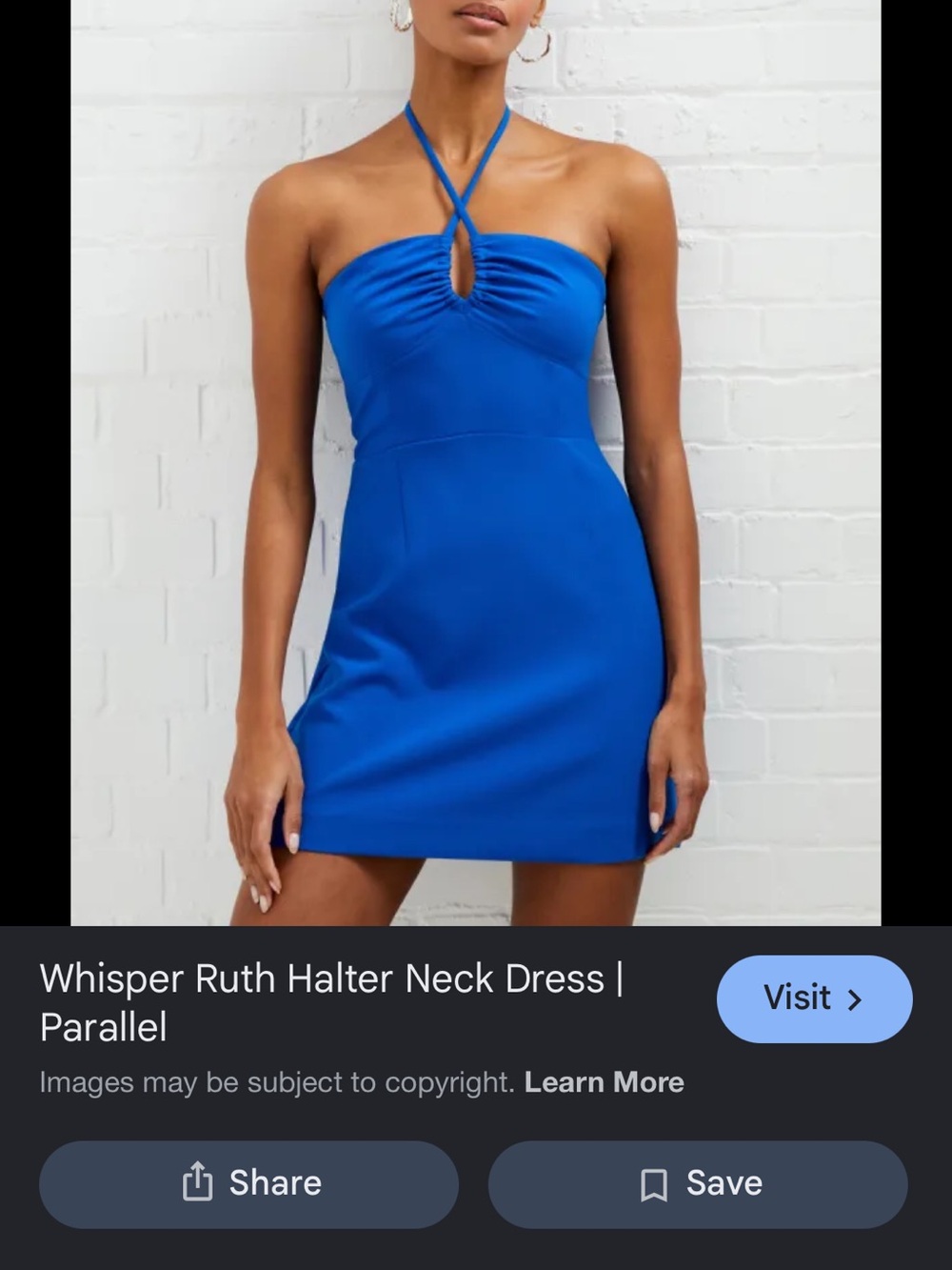 French Connection whisper Ruth halter dress royal blue size 6